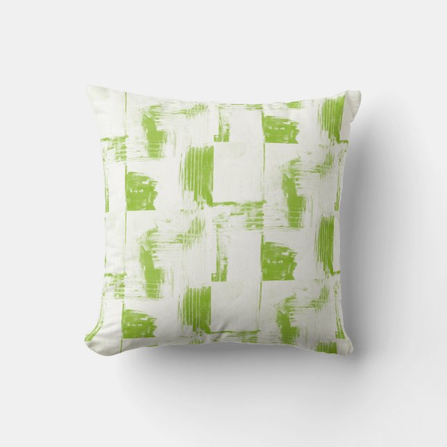 Lime Green & White Abstract Decor Pillow (Front)