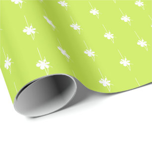 Lime green white Christmas Holiday Pattern gift Wrapping Paper