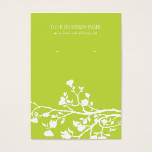 Lime Green White Flowers Custom Earring Card