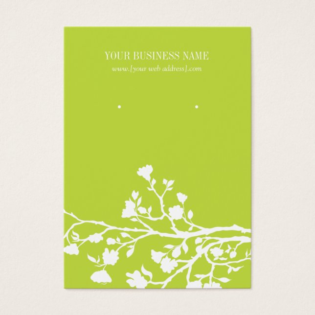 Lime Green White Flowers Custom Earring Card (Front)