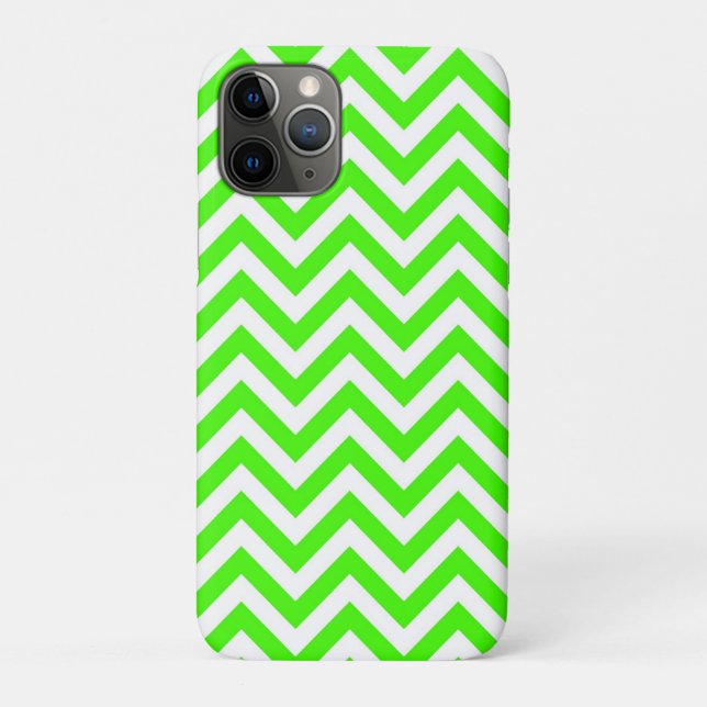 Lime Green White Large Chevron ZigZag Pattern Case-Mate iPhone Case (Back)
