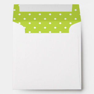 Lime Green White Polka Dot Lined Envelopes