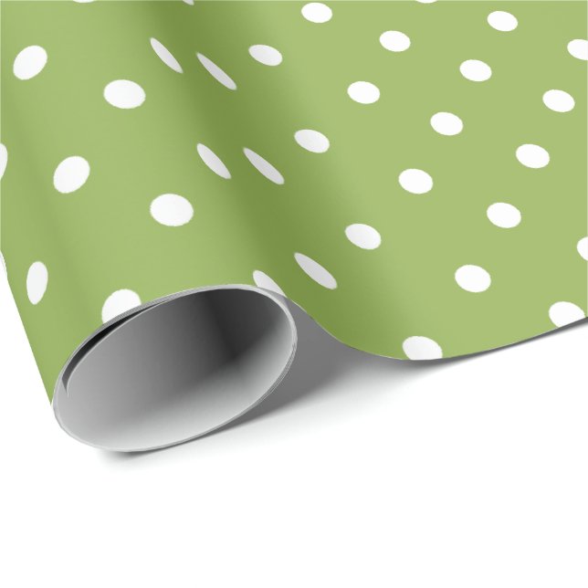 Lime Green | White Polka Dot Wrapping Paper (Roll Corner)