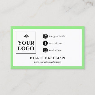 Lime Green White Social Media Business Card
