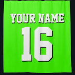 Lime Green White Sports Jersey Team Jersey Shower Curtain<br><div class="desc">Preppy Solid Colour Team Jersey / Sports Jersey / Football Jersey / Rugby Jersey with Custom Name Customise this with your own name or team name and a number. You can change the size, colour and placement of the text if you need to make changes, change the colour of or...</div>