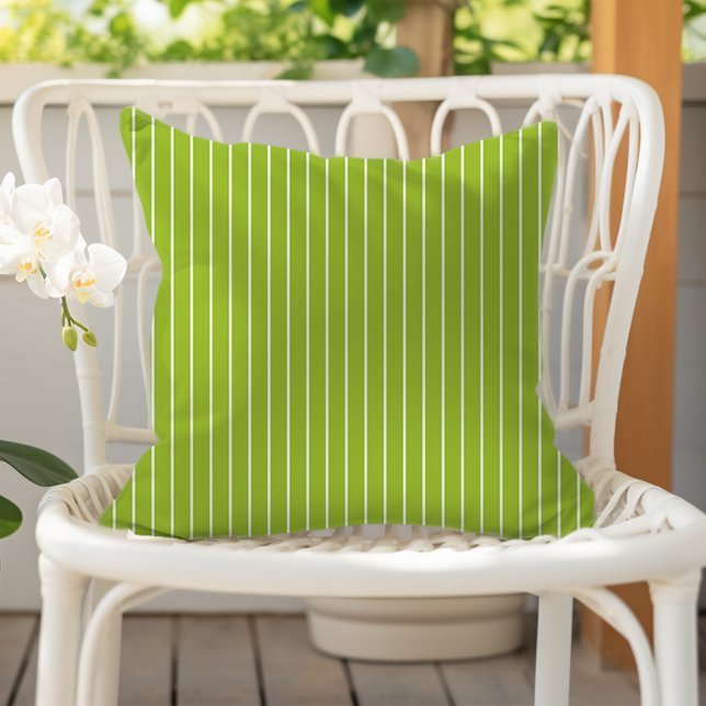 Lime Green White Summer Stripes Cushion (Creator Uploaded)