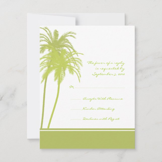 Lime Green & White Tropical Palms Invitation RSVP (Front)