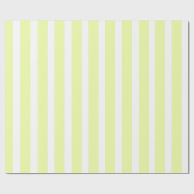 Lime Green & White Vertical Stripe Wrapping Paper  (Flat)