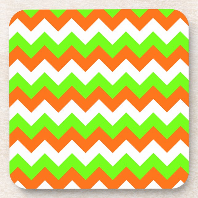 Lime Green White Zigzag Coaster (Front)