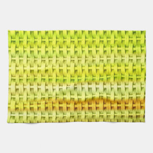 Lime green wicker art graphic design tea towel