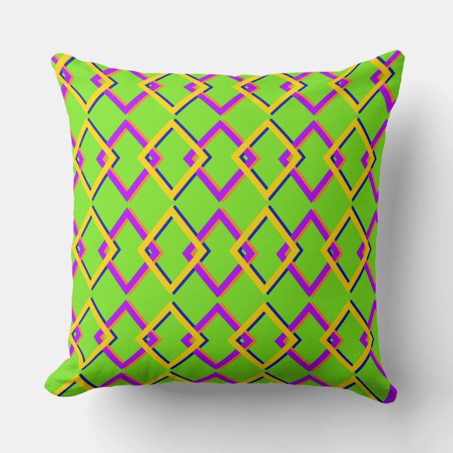Lime Green with Diamond Colors  Cushion (Front)