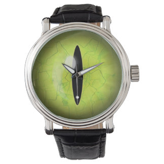 Lime Green Yellow Snake Eye Eyeball Wrist Watch