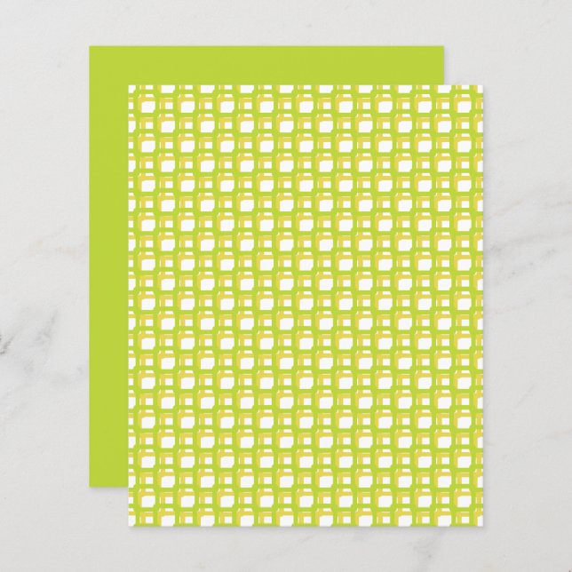  Lime Green Yellow Woven Squares Scrapbook Paper (Front/Back)