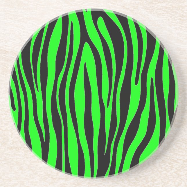 Lime Green Zebra Coaster (Front)