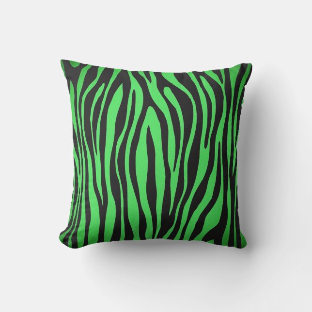 Lime Green Zebra Cushion (Front)