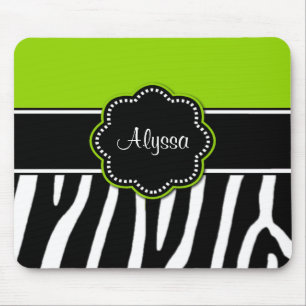 Lime Green Zebra Print Mousepad