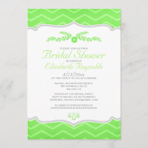Lime Green Zigzag Bridal Shower Invitations