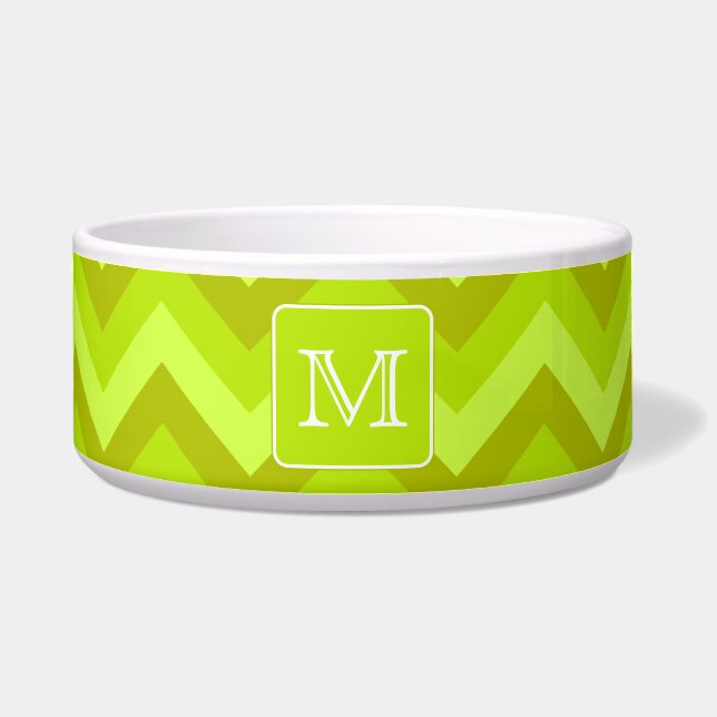 Lime Green Zigzags with Custom Monogram. (Front)