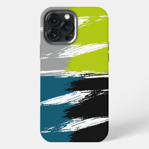 Lime Grey Black White Ming Brush Stroke Paint iPhone 13 Pro Max Case