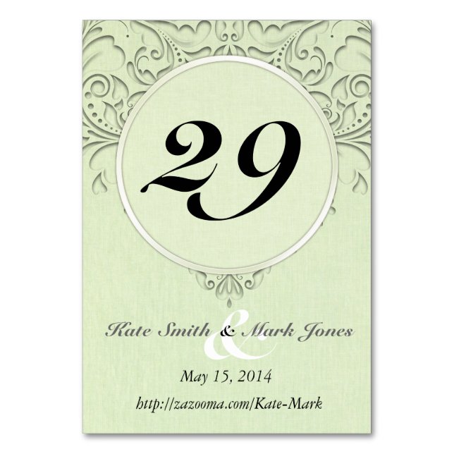 Lime HeartyChic Table Number (Back)
