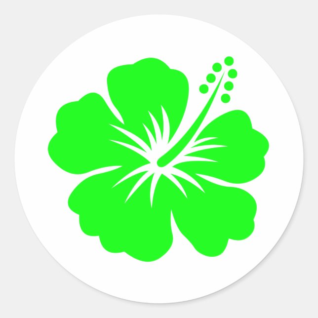 Lime hibiscus flower classic round sticker (Front)