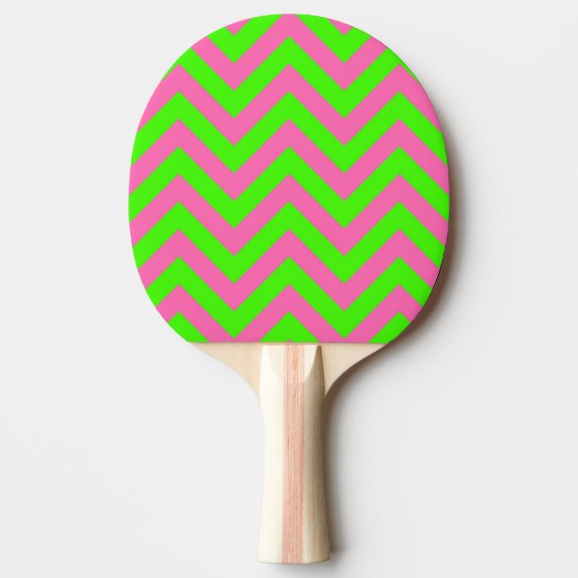Lime, Hot Pink #2 LG Chevron ZigZag Pattern Ping Pong Paddle (Front)