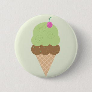 Lime Ice Cream Cone 6 Cm Round Badge