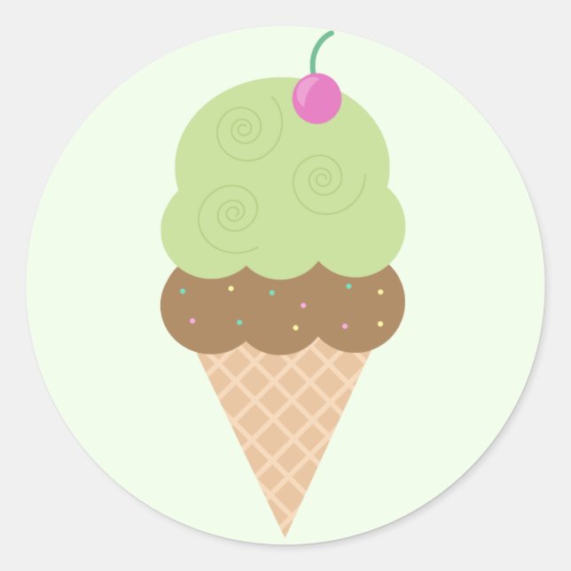 Lime Ice Cream Cone Classic Round Sticker (Front)