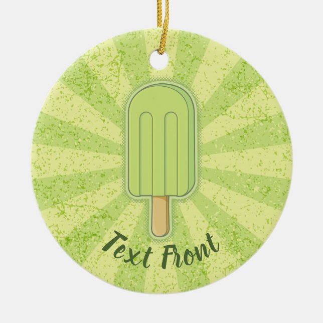 Lime Ice Cream Stick Ceramic Tree Decoration (Front)