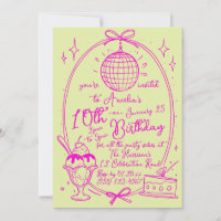 Lime Ice Cream Sundae Girl Birthday Party Invite