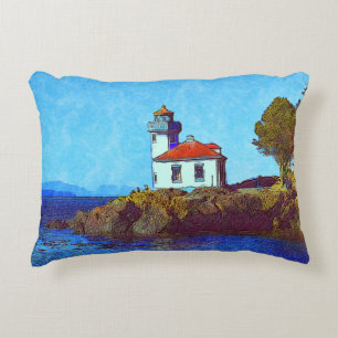 Lime Kiln Lighthouse Friday Harbour Accent Pillow