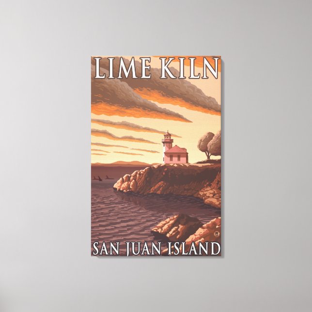 Lime Kiln Lighthouse Vintage Travel Poster Canvas Print (Front)