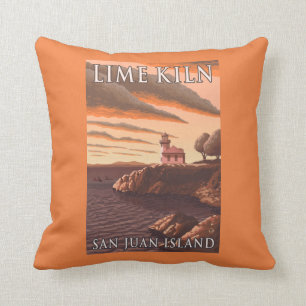 Lime Kiln Lighthouse Vintage Travel Poster Cushion