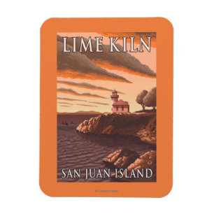 Lime Kiln Lighthouse Vintage Travel Poster Magnet