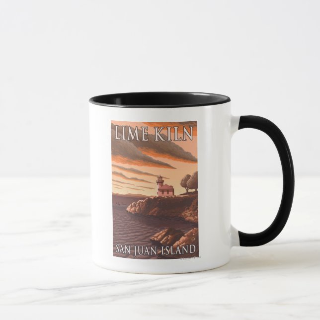 Lime Kiln Lighthouse Vintage Travel Poster Mug (Right)