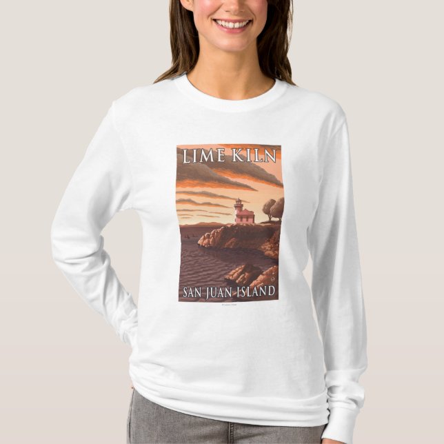 Lime Kiln Lighthouse Vintage Travel Poster T-Shirt (Front)