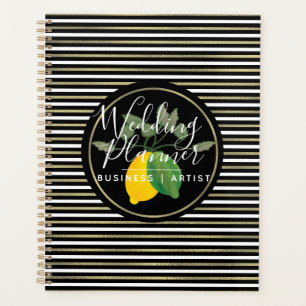 Lime Lemon Watercolor Logo Foil Stripes Wedding Planner