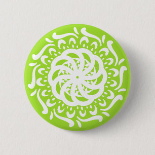 Lime Mandala 6 Cm Round Badge