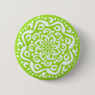 Lime Mandala 6 Cm Round Badge