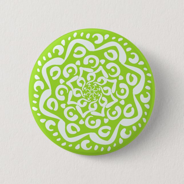 Lime Mandala 6 Cm Round Badge (Front)