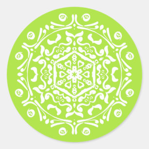 Lime Mandala Classic Round Sticker