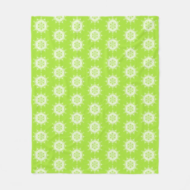 Lime Mandala Fleece Blanket (Front)