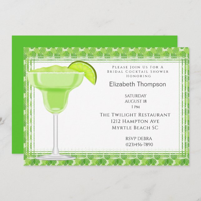 Lime Margarita Bridal Shower Invitation (Front/Back)