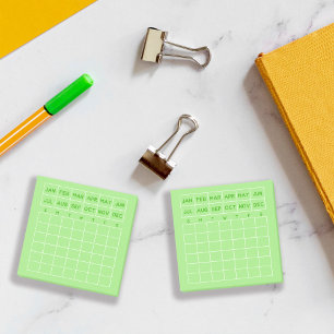 Lime Minimalist Monthly Planner Mini Calendar Post-it Notes