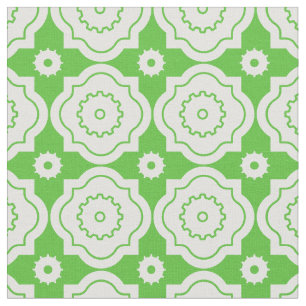 Lime Moroccan Lattice - Quatrefoil Gears Pattern Fabric