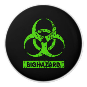 Lime Neon Green Bio-Hazard Chemicals Graphic Ceramic Knob