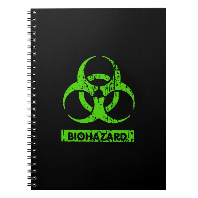 Lime Neon Green Bio-Hazard Chemicals Graphic Notebook (Front)