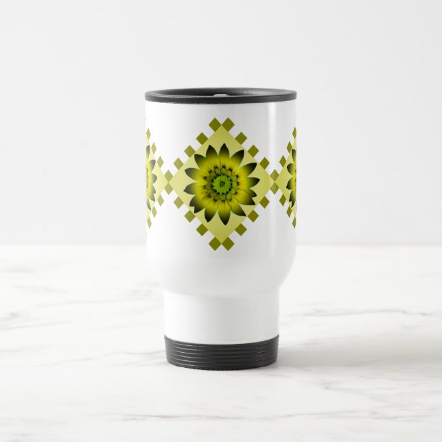 Lime Olive Daisy Flower, Pattern Stripes - Mug (Center)
