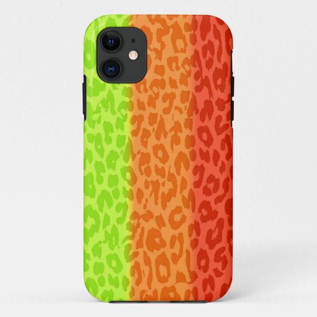 Lime Orange Red Leopard Retro Stripes Case-Mate iPhone Case (Back)