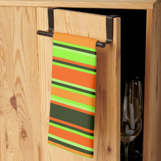 Lime, Orange, & Tangerine Striped Kitchen Towel